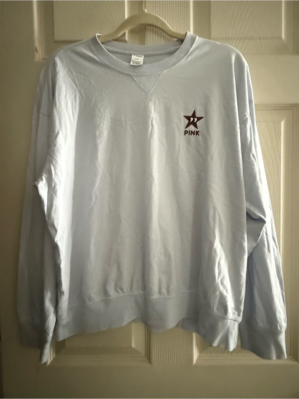 PINK Victoria's Secret Light Blue Logo Long Sleeve Tee